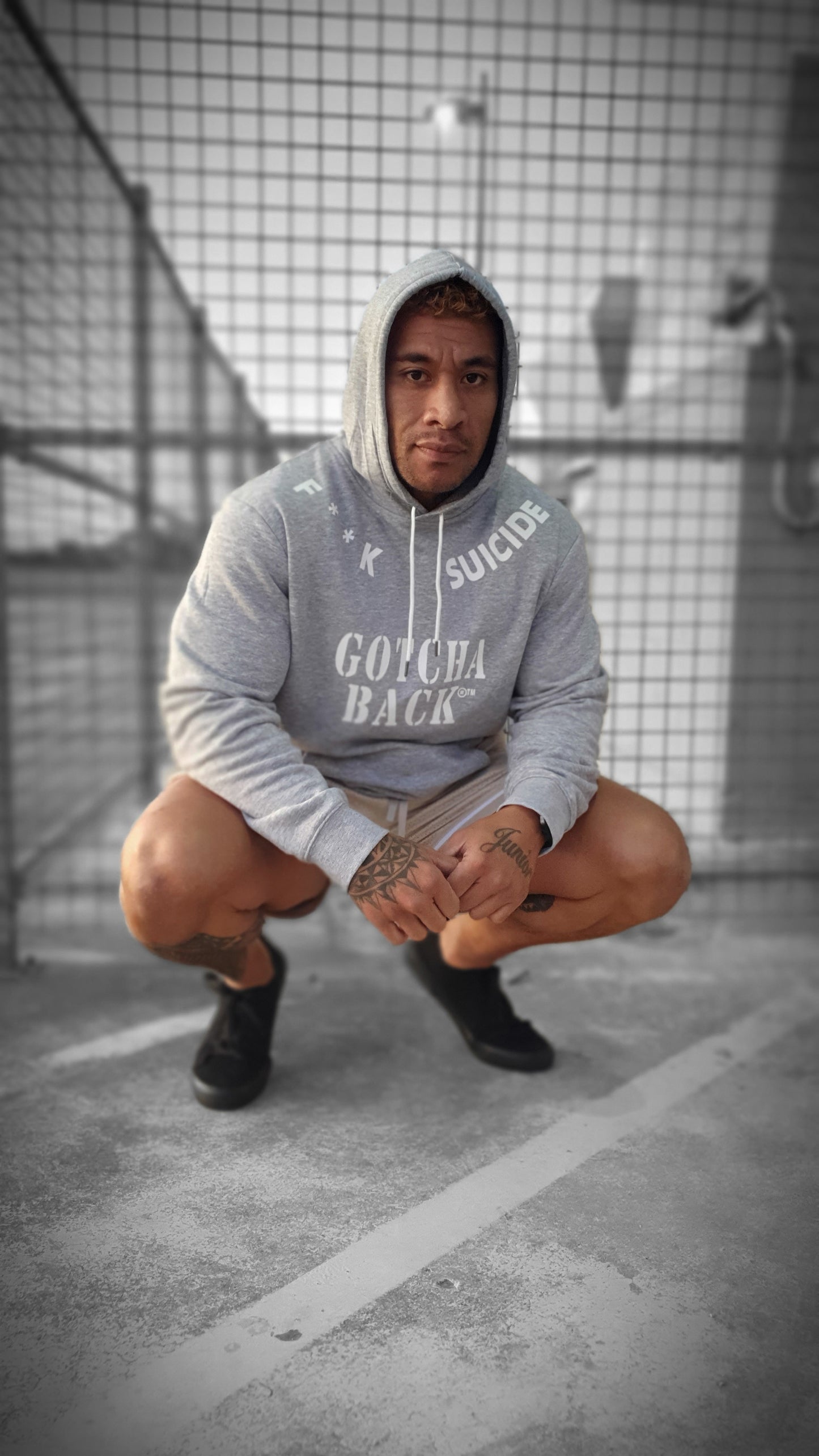 FK SUICIDE®™ GOTCHA BACK®™ GREY mental health hoodie®