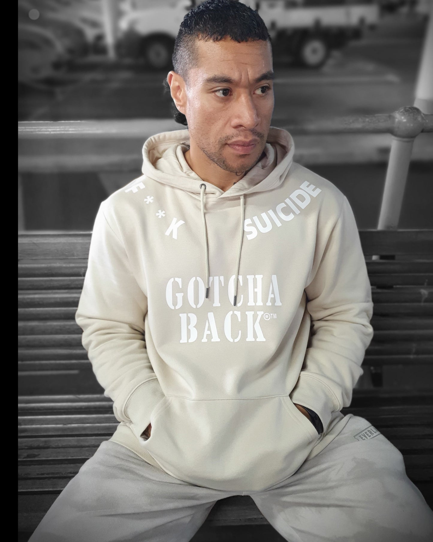 FK SUICIDE®™ GOTCHA BACK®™ SAND mental health hoodie®