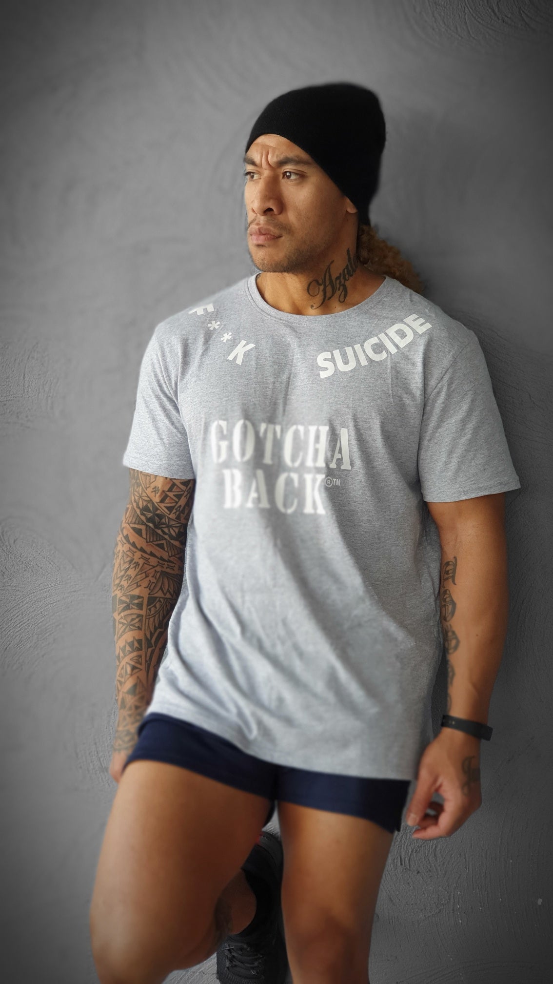 FK SUICIDE®™ GOTCHA BACK®™ GREY mental health tees® and tanks®